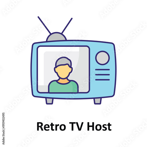  Retro TV Host Vector icon which can easily modify or edit