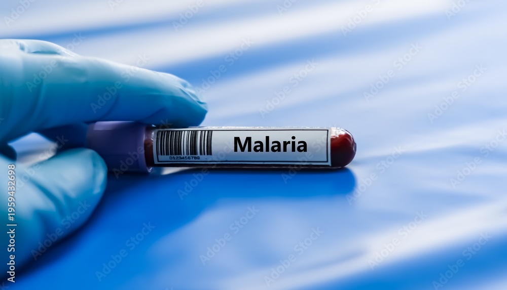 Obraz premium Blood sample tube for malaria test analysis.