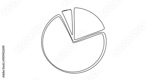 A simple line drawing of a circular pie chart divided into three unequal slices