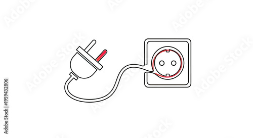 A simple line drawing of an electrical plug connected to an outlet