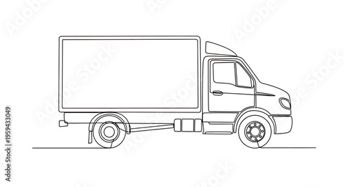 A simple line drawing depicts a truck with a cargo box and a driver's cab