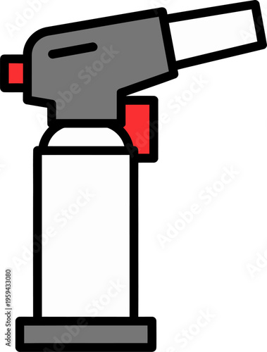 Torch Kit Illustration with Gray and Red Accents