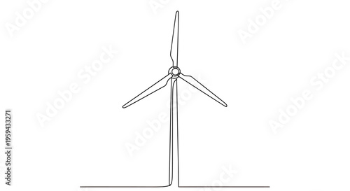 A minimalist outline of a wind turbine with three blades on a simple base