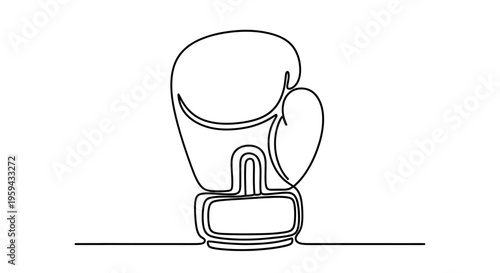A minimalist, continuous line drawing of a boxing glove on a white background