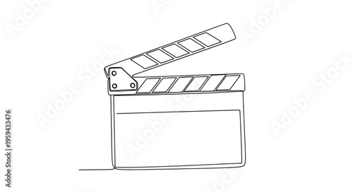 Minimalist line drawing of an open film clapboard