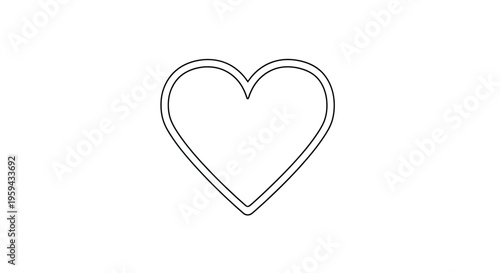 A minimalist, double-lined heart shape on a plain white background