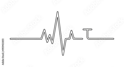 Simple black line drawing of a heartbeat waveform and letter T