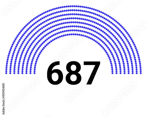 Hemicycle 687 seats - 8 rows
