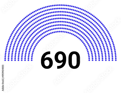 Hemicycle 690 seats - 8 rows