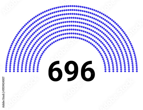 Hemicycle 696 seats - 8 rows