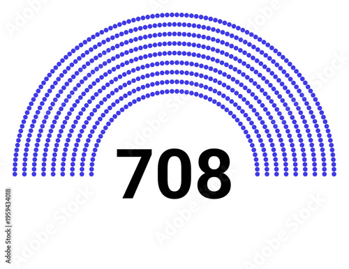 Hemicycle 708 seats - 8 rows
