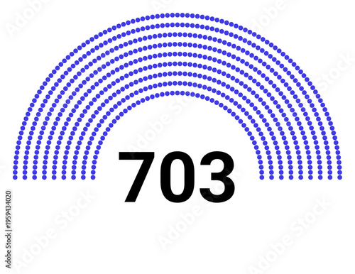 Hemicycle 703 seats - 8 rows