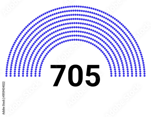 Hemicycle 705 seats - 8 rows
