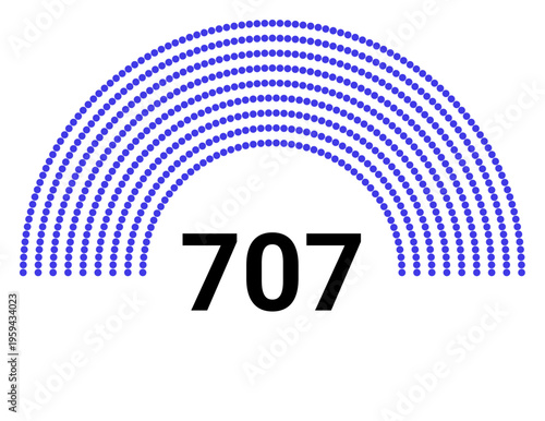 Hemicycle 707 seats - 8 rows