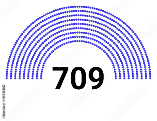 Hemicycle 709 seats - 8 rows