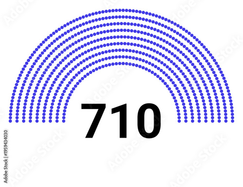 Hemicycle 710 seats - 8 rows