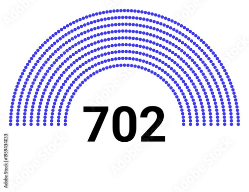Hemicycle 702 seats - 8 rows