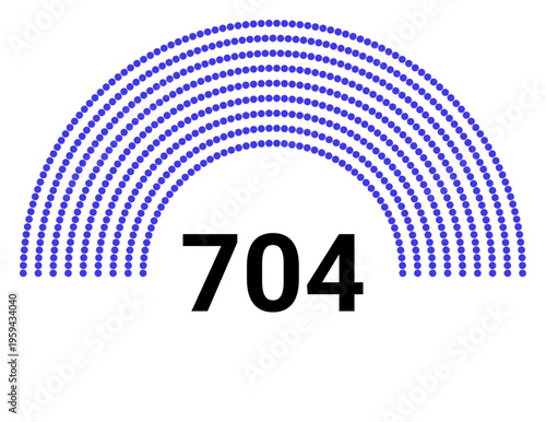 Hemicycle 704 seats - 8 rows