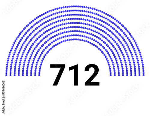 Hemicycle 712 seats - 8 rows