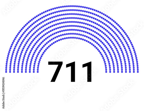 Hemicycle 711 seats - 8 rows