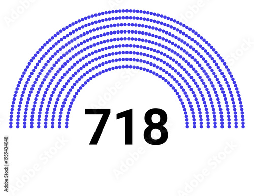 Hemicycle 718 seats - 8 rows