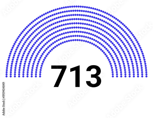 Hemicycle 713 seats - 8 rows