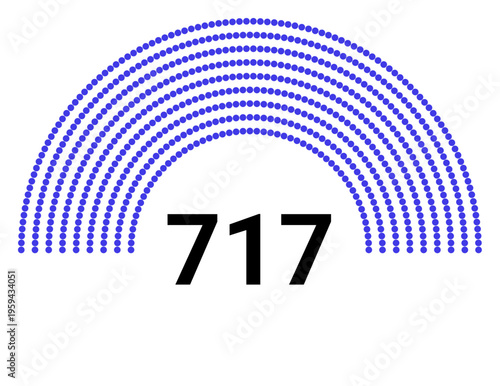 Hemicycle 717 seats - 8 rows