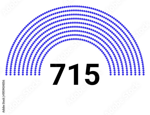 Hemicycle 715 seats - 8 rows