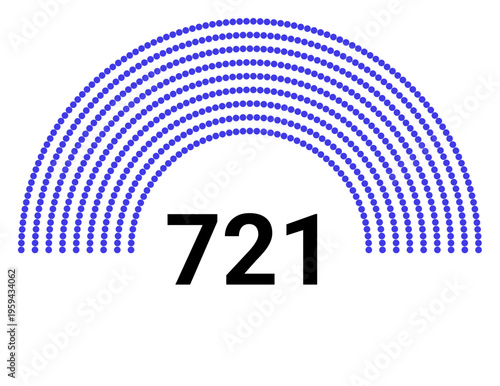 Hemicycle 721 seats - 8 rows