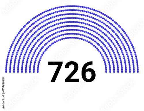 Hemicycle 726 seats - 8 rows