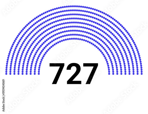 Hemicycle 727 seats - 8 rows
