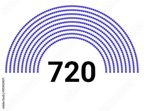 Hemicycle 720 seats - 8 rows