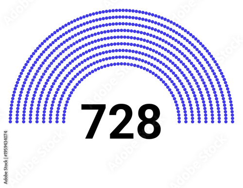 Hemicycle 728 seats - 8 rows