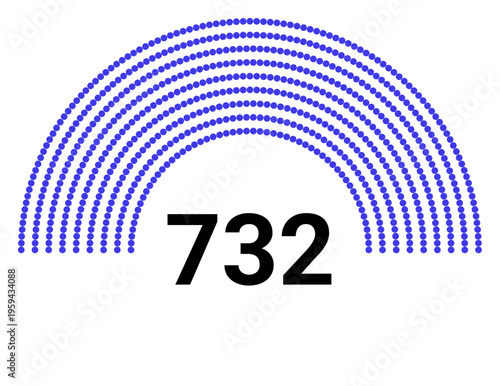 Hemicycle 732 seats - 8 rows