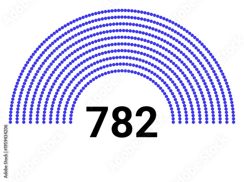 Hemicycle 782 seats - 8 rows