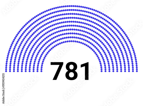 Hemicycle 781 seats - 8 rows