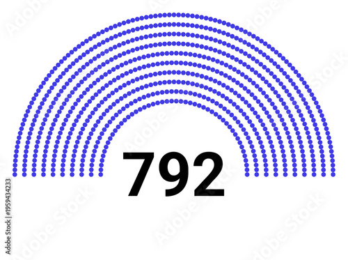 Hemicycle 792 seats - 8 rows