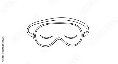 A simple line drawing of a sleeping mask with closed eyes