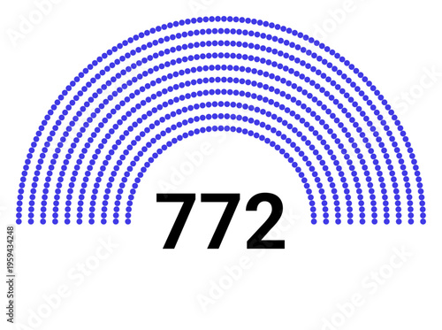 Hemicycle 772 seats - 8 rows