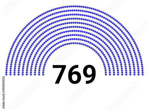 Hemicycle 769 seats - 8 rows