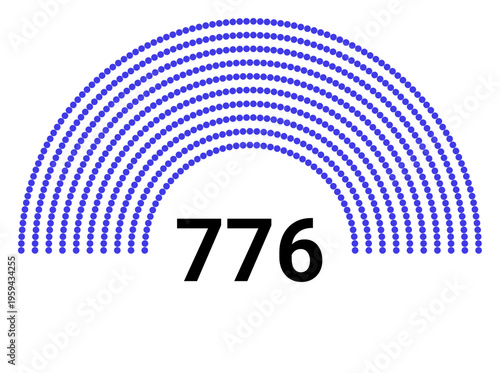 Hemicycle 776 seats - 8 rows