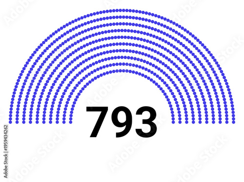 Hemicycle 793 seats - 8 rows