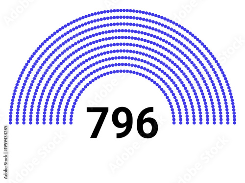 Hemicycle 796 seats - 8 rows