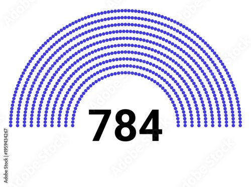 Hemicycle 784 seats - 8 rows