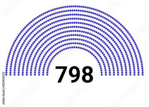 Hemicycle 798 seats - 8 rows