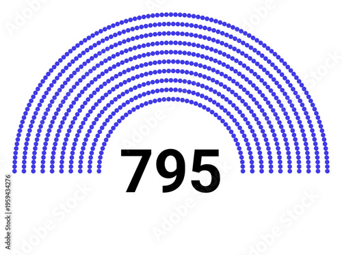 Hemicycle 795 seats - 8 rows