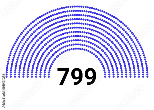Hemicycle 799 seats - 8 rows