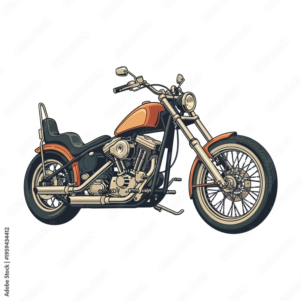 Fototapeta premium Classic Chopper Motorcycle Illustration