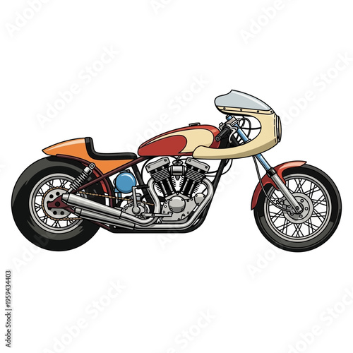 Classic Cafe Racer Motorcycle Illustration
