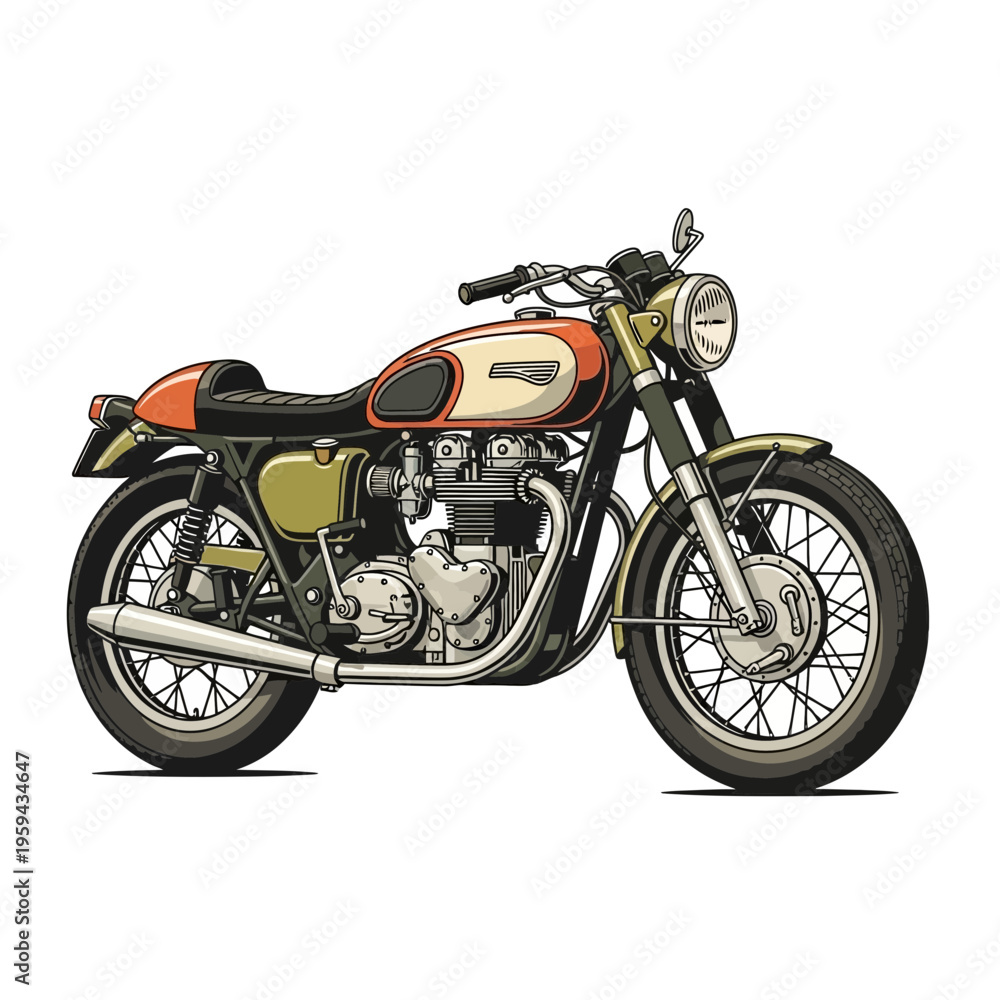 Fototapeta premium Retro cafe racer motorcycle illustration